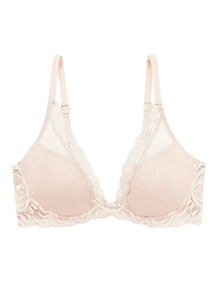 Feathers Lightly Padded Wired Plunge Bra in Cameo Rose image 3