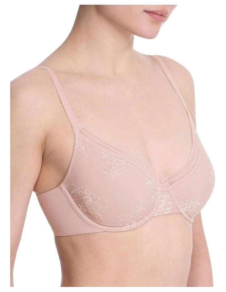 Love Lace Unpadded Wired T-shirt Bra in Pink Pearl/Warm White image 3