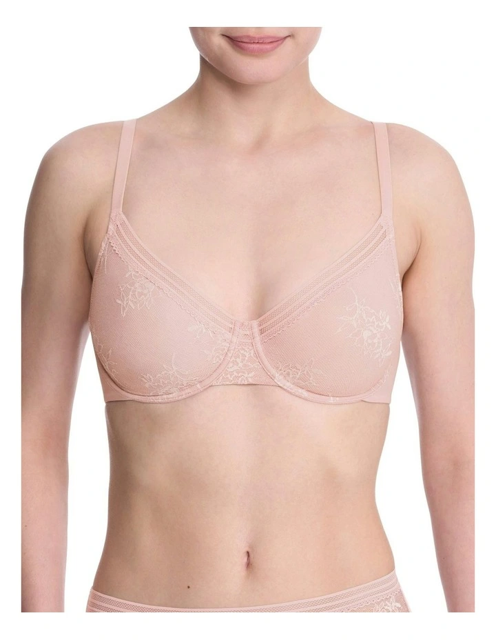 Love Lace Unpadded Wired T-shirt Bra in Pink Pearl/Warm White image 4