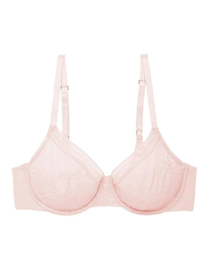Love Lace Unpadded Wired T-shirt Bra in Pink Pearl/Warm White image 6