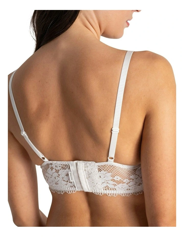 Nina Unpadded Triangle Cup Longline Lace Bralette in Talc image 2