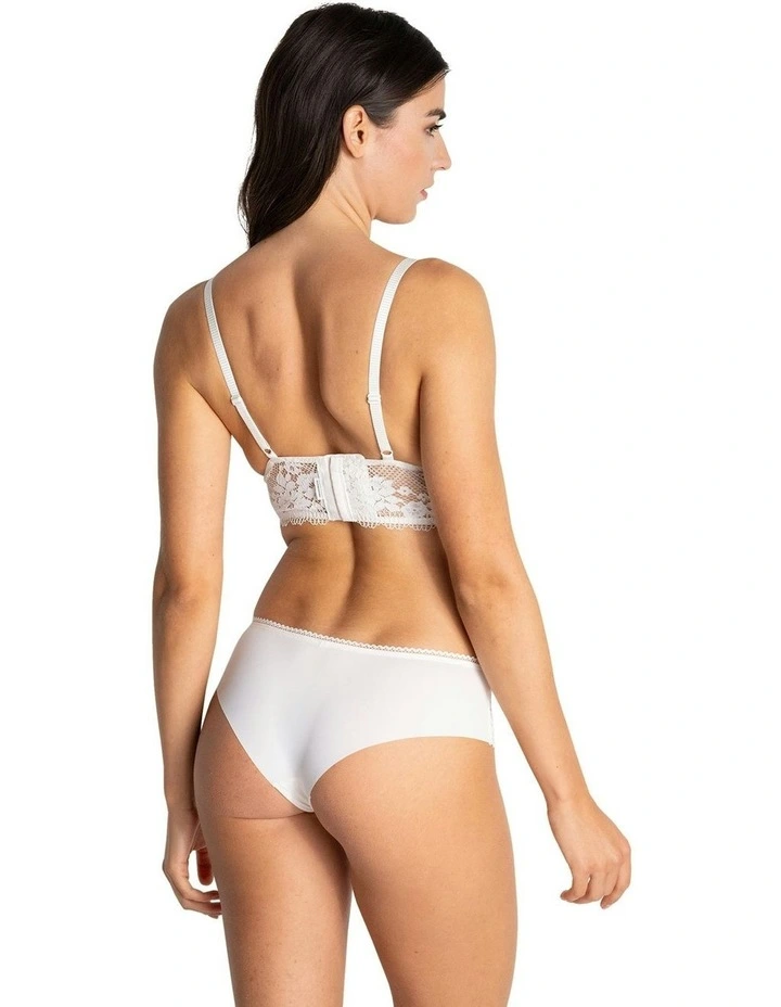 Nina Unpadded Triangle Cup Longline Lace Bralette in Talc image 4