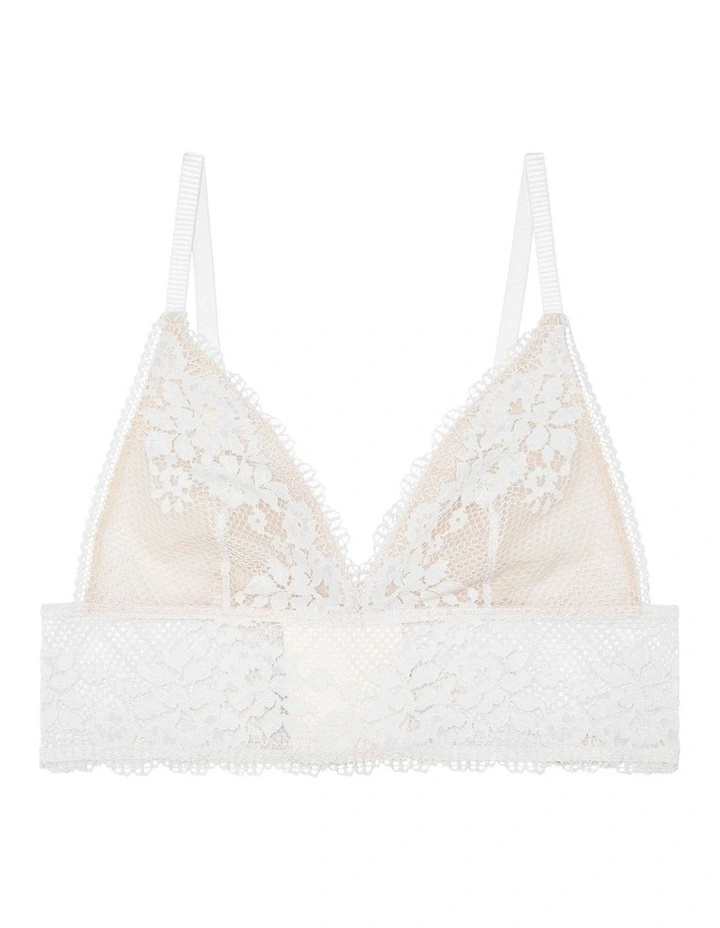 Nina Unpadded Triangle Cup Longline Lace Bralette in Talc image 5