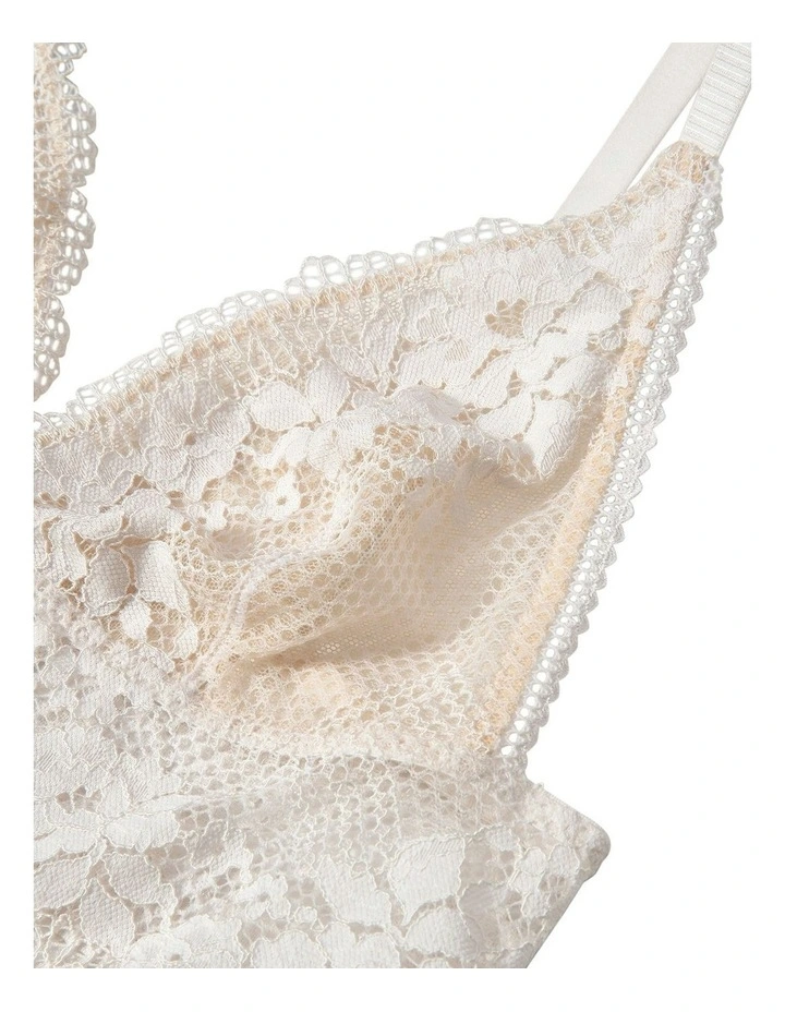Nina Unpadded Triangle Cup Longline Lace Bralette in Talc image 6