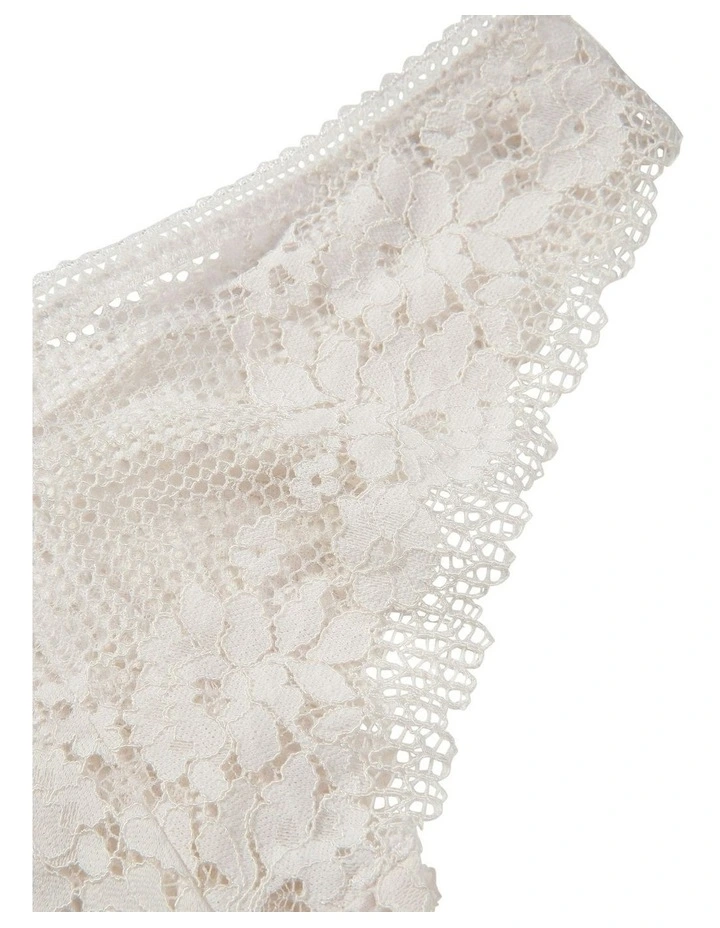 Nina High Leg Brazilian Cut Lace Brief in Talc image 3