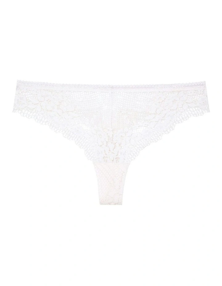 Nina High Leg Brazilian Cut Lace Brief in Talc image 5