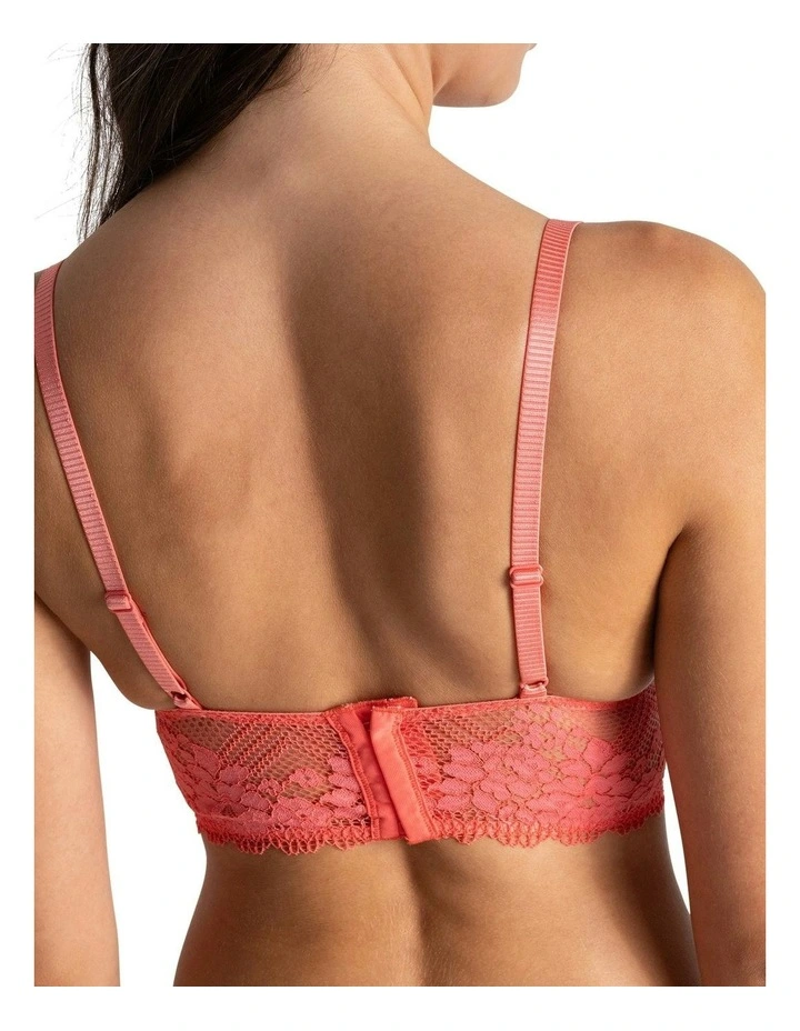 Nina Unpadded Triangle Cup Longline Lace Bralette in Grapefruit image 2