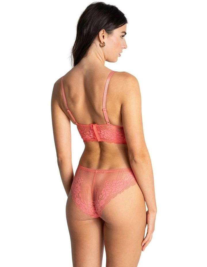 Nina Unpadded Triangle Cup Longline Lace Bralette in Grapefruit image 4