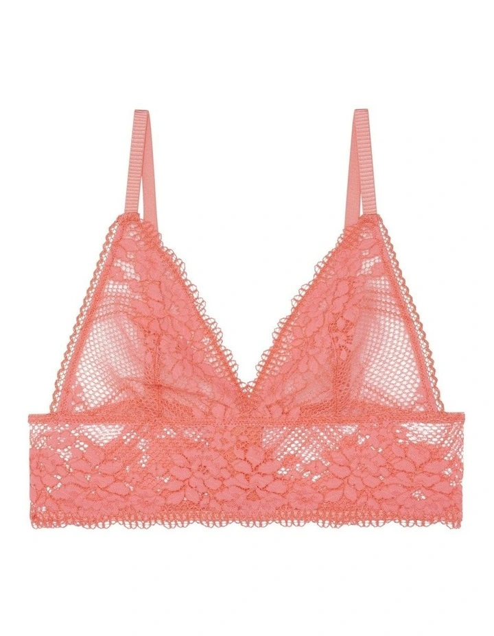 Nina Unpadded Triangle Cup Longline Lace Bralette in Grapefruit image 5