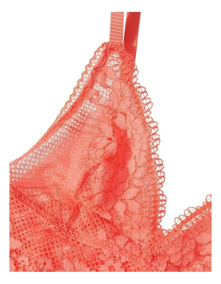 Nina Unpadded Triangle Cup Longline Lace Bralette in Grapefruit image 6
