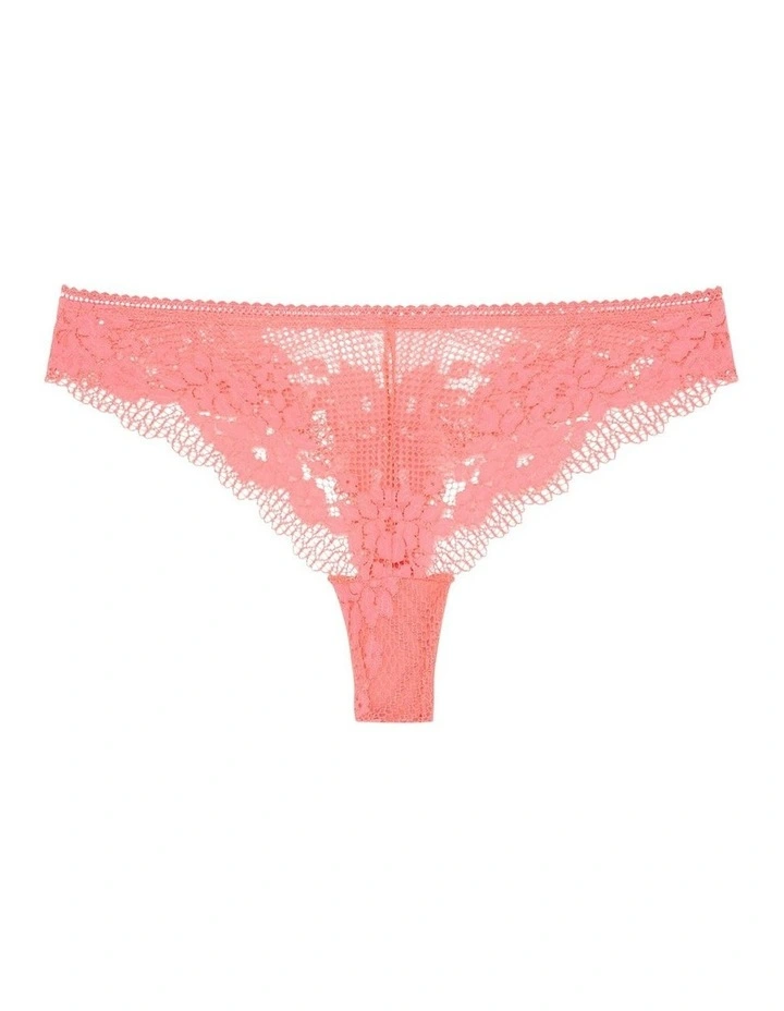 Nina High Leg Brazilian Cut Lace Brief in Grapefruit image 3