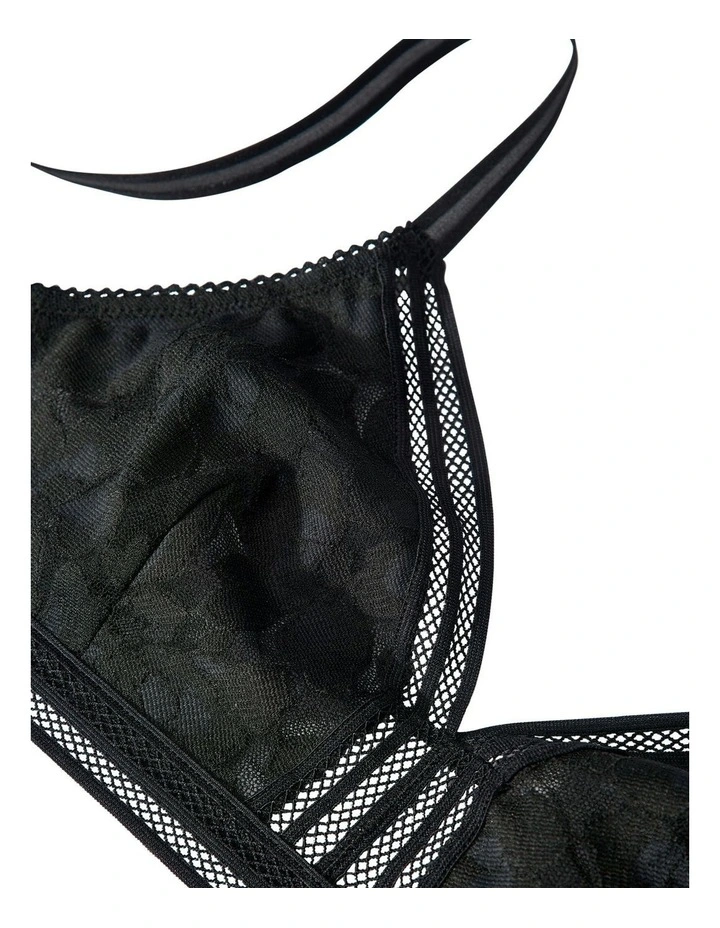 Gardenia Wirefree Triangle Cup Sheer Lace Bralette in Black image 6