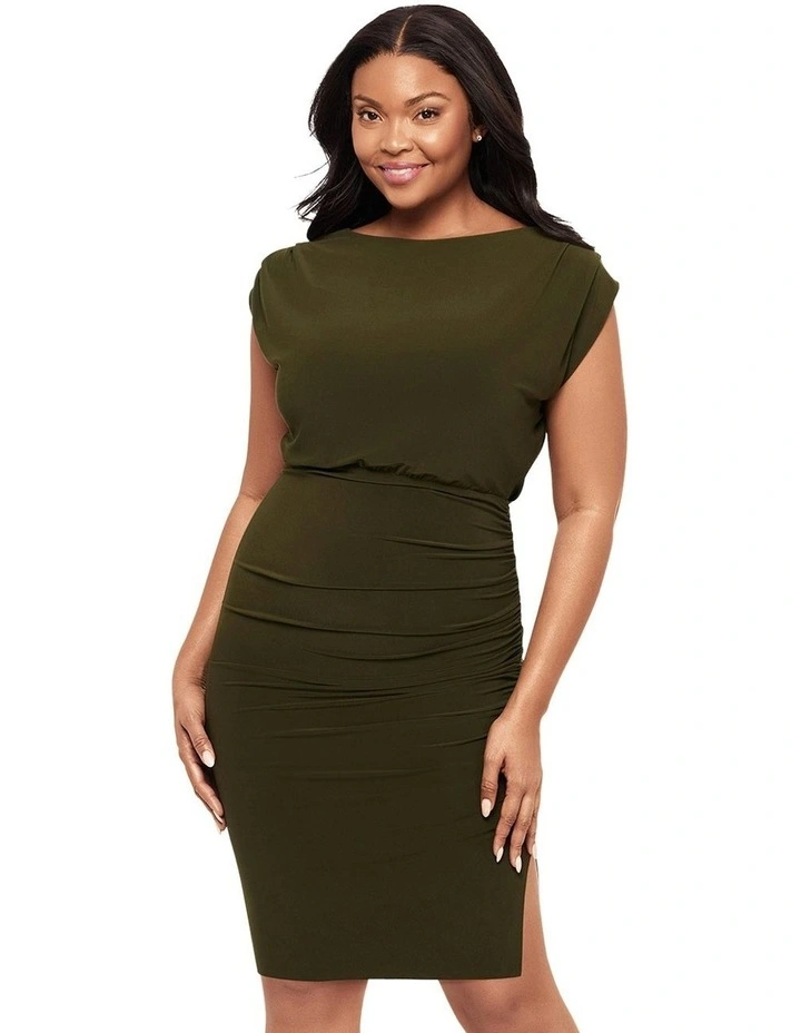 Bali Blouse Top Midi Shaping Dress in Nori image 1