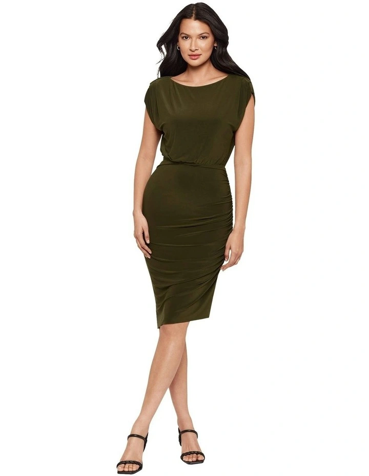 Bali Blouse Top Midi Shaping Dress in Nori image 5