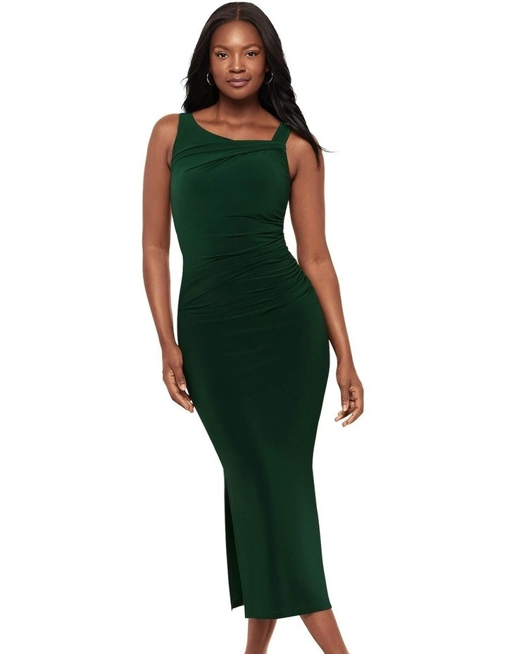 Aria Maxi Bodycon Shaping Dress With Side Slit in Rosemary image 1