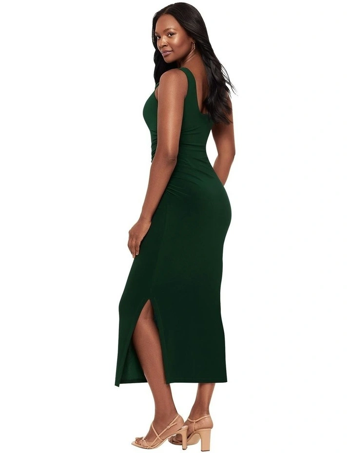 Aria Maxi Bodycon Shaping Dress With Side Slit in Rosemary image 4
