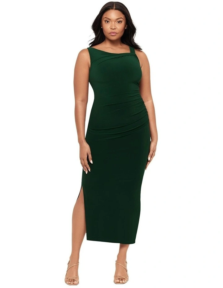 Aria Maxi Bodycon Shaping Dress With Side Slit in Rosemary image 5