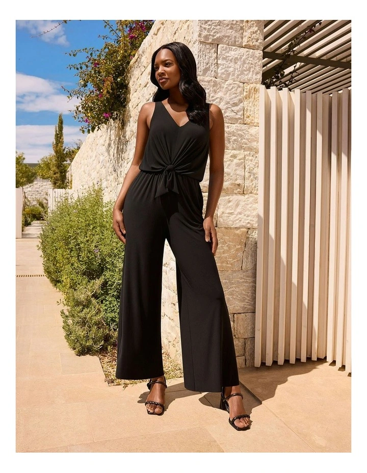 Jesi Hidden Shapewear Wide Leg Jumpsuit in Black image 3