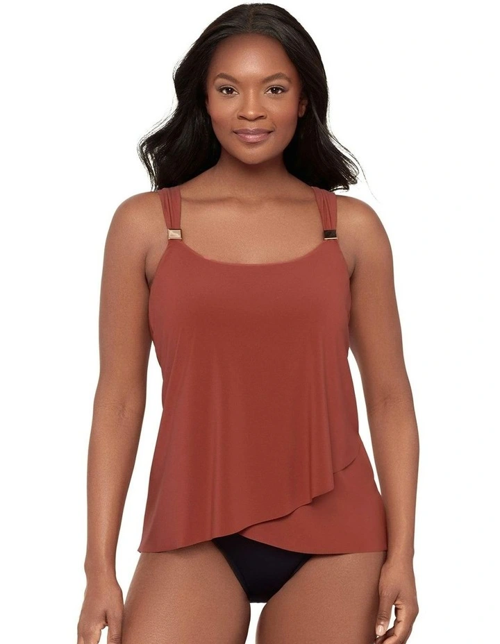 Dazzle Underwired Draped Tankini Top in Terra image 1