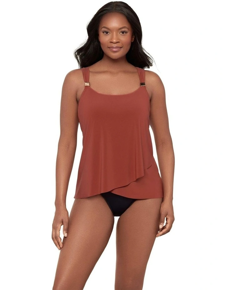 Dazzle Underwired Draped Tankini Top in Terra image 4