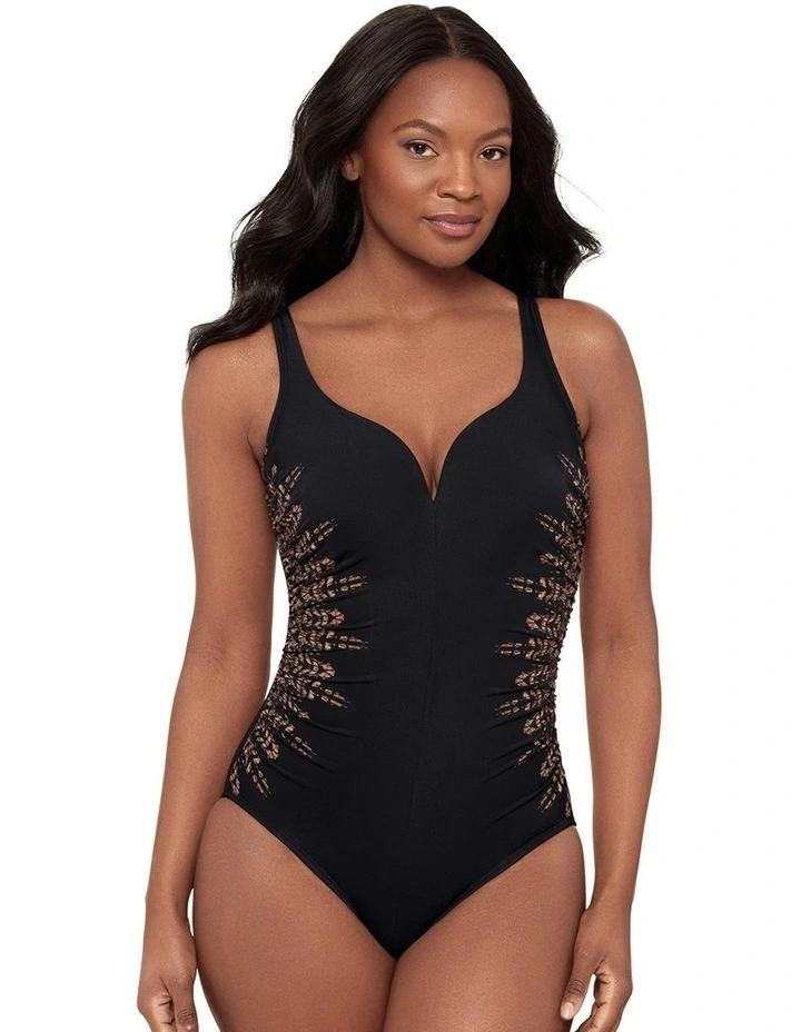 Costa D'Oro Temptress Plunge Neck Shaping Swimsuit in Black image 1