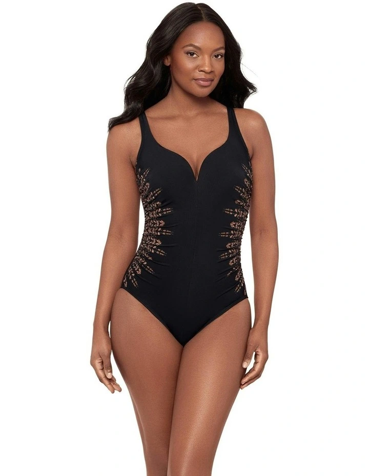 Costa D'Oro Temptress Plunge Neck Shaping Swimsuit in Black image 5