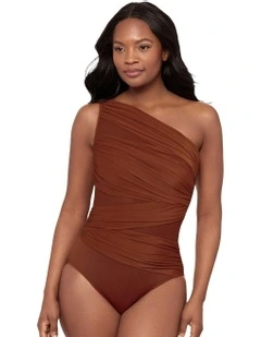 Network Jena One Shoulder Shaping Swimsuit in Copper