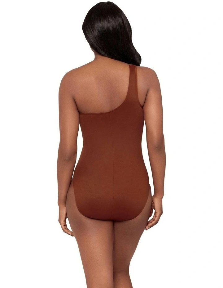 Network Jena One Shoulder Shaping Swimsuit in Copper image 2
