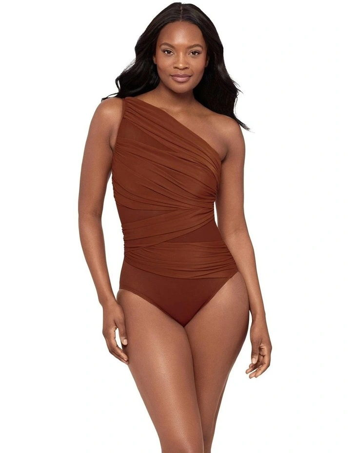 Network Jena One Shoulder Shaping Swimsuit in Copper image 5