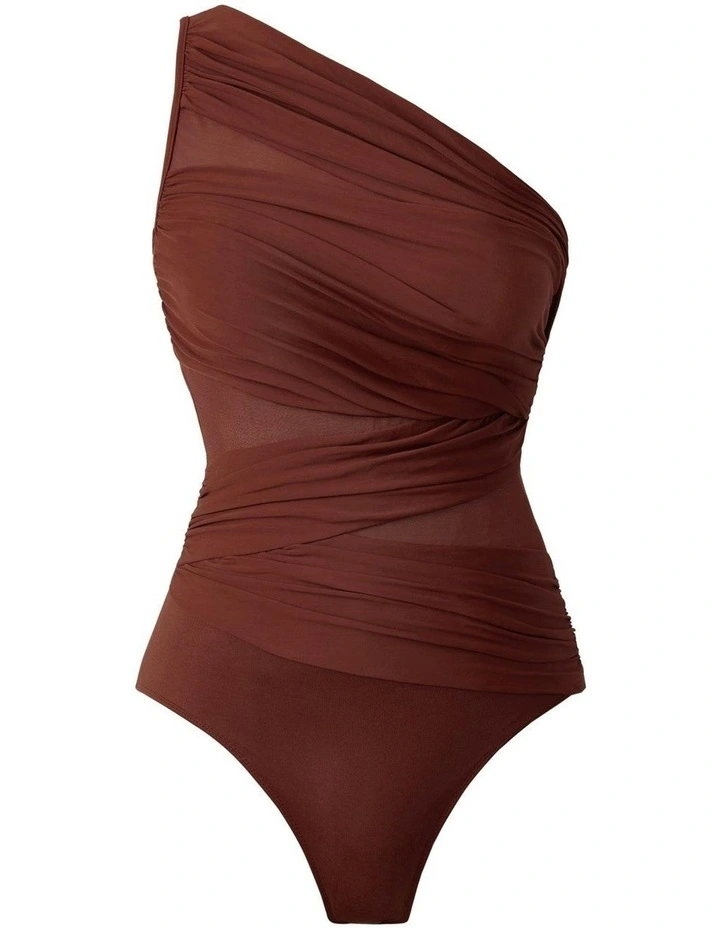 Network Jena One Shoulder Shaping Swimsuit in Copper image 6