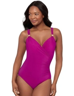 Razzle Dazzle Siren Crossover Shaping Swimsuit in Framboise