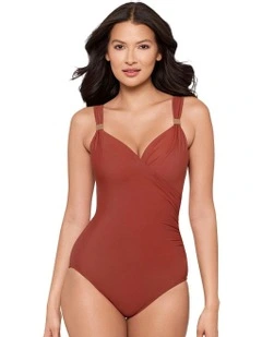 Razzle Dazzle Siren Crossover Shaping Swimsuit in Terra