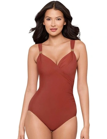 Razzle Dazzle Siren Crossover Shaping Swimsuit in Terra