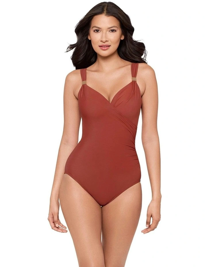 Razzle Dazzle Siren Crossover Shaping Swimsuit in Terra image 5