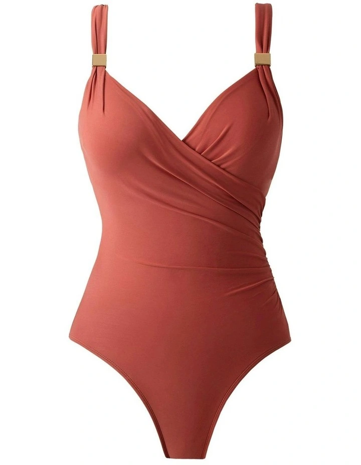 Razzle Dazzle Siren Crossover Shaping Swimsuit in Terra image 6