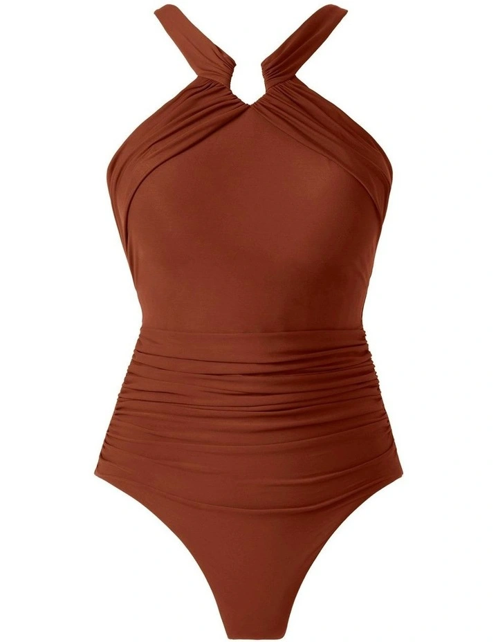 Rock Solid Aphrodite High Neck Shaping Swimsuit in Copper image 6