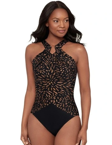 Costa D'Oro Aphrodite High Neck Shaping Swimsuit in Black