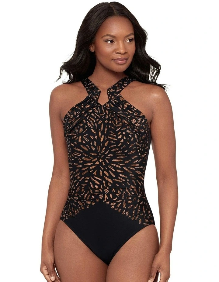 Costa D'Oro Aphrodite High Neck Shaping Swimsuit in Black image 1