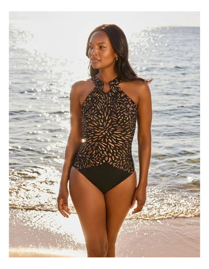 Costa D'Oro Aphrodite High Neck Shaping Swimsuit in Black image 3