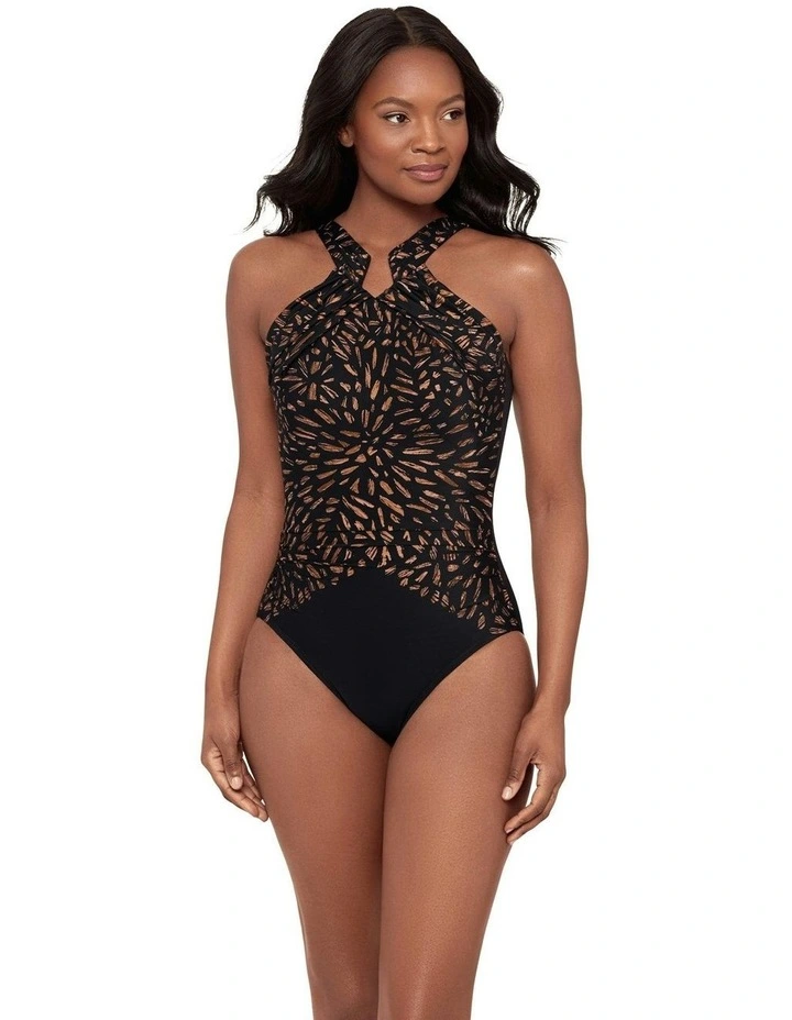 Costa D'Oro Aphrodite High Neck Shaping Swimsuit in Black image 5