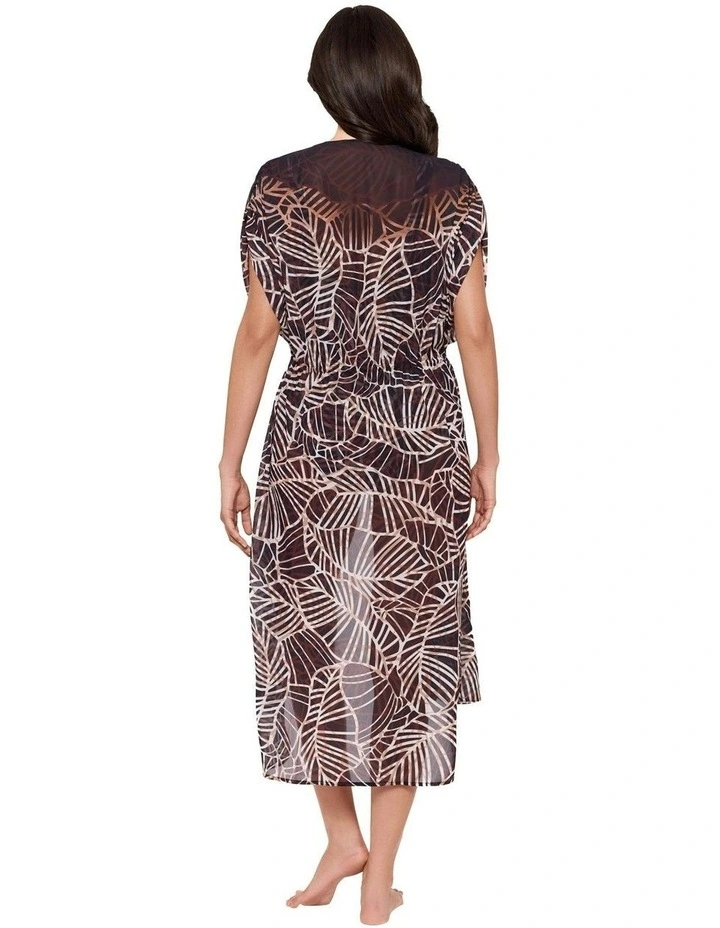 Let's Be Fronds Sheer Beach Cover Up Kimono in Black Multi image 2