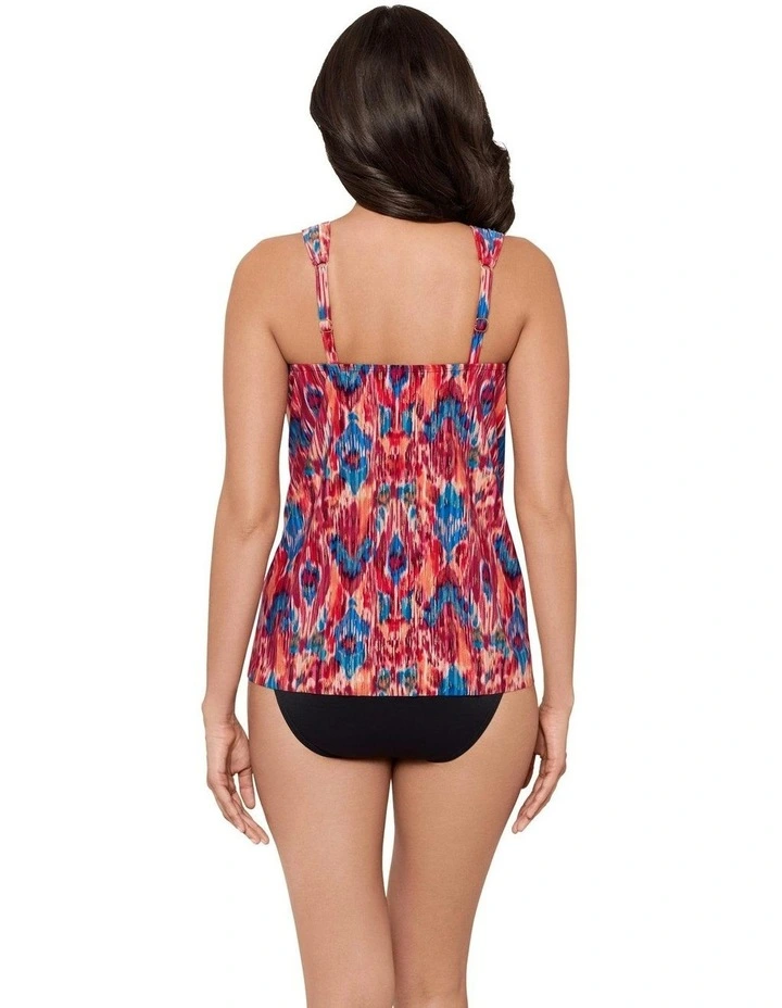 Ikat Dorado Dazzle Underwired Draped Tankini Top in Multi image 2
