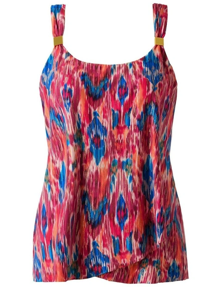 Ikat Dorado Dazzle Underwired Draped Tankini Top in Multi image 6