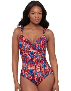 Ikat Dorado Underwired Siren Crossover Shaping Swimsuit In Multi