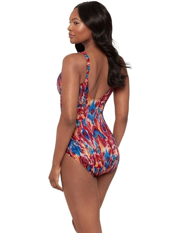 Ikat Dorado Underwired Siren Crossover Shaping Swimsuit In Multi image 4