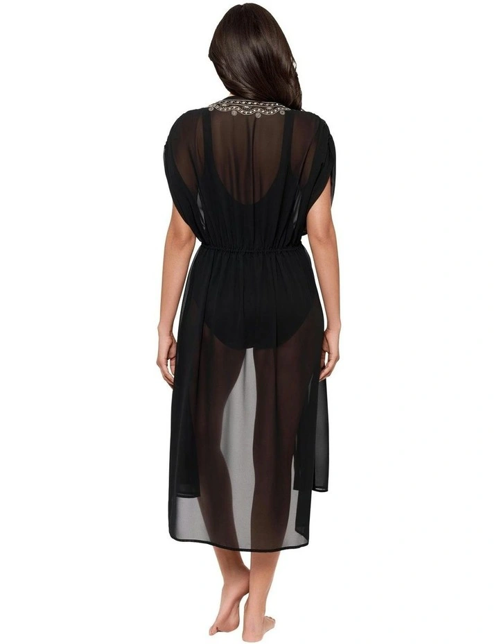 Beach Etc Sheer Beach Cover Up Kimono in Black image 2