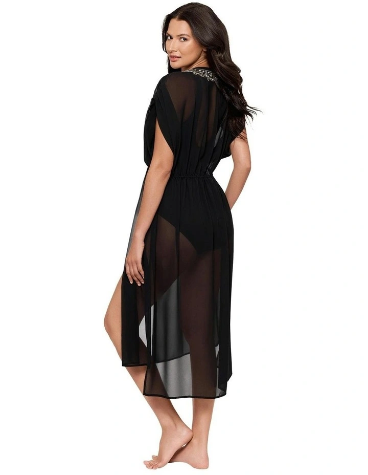 Beach Etc Sheer Beach Cover Up Kimono in Black image 4