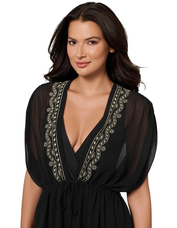 Beach Etc Sheer Beach Cover Up Kimono in Black image 6