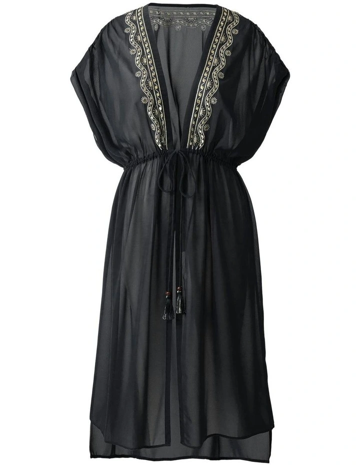 Beach Etc Sheer Beach Cover Up Kimono in Black image 7