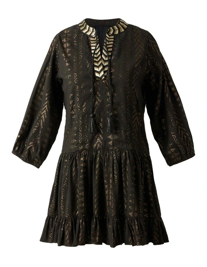 Beach Etc Mini Length Jacquard Cotton Beach Dress in Black image 7